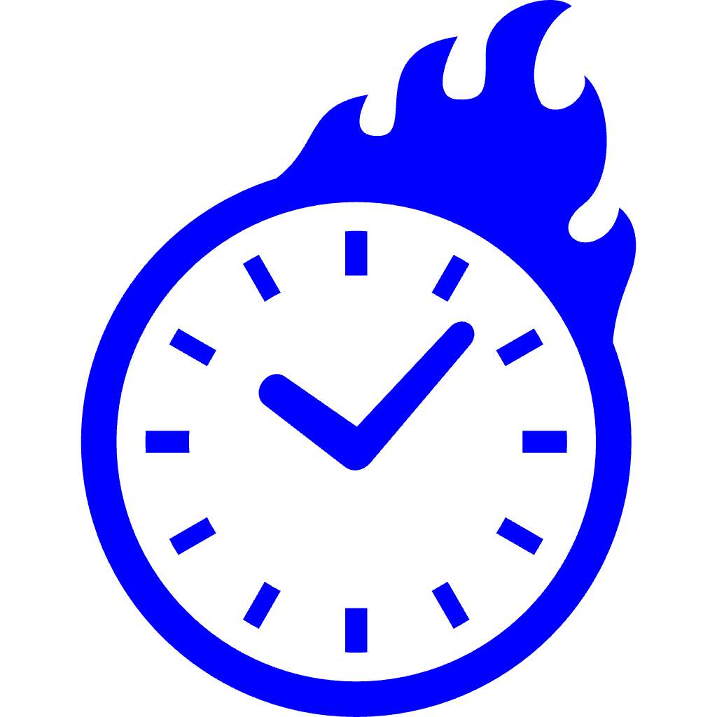 icon of a clock on fire