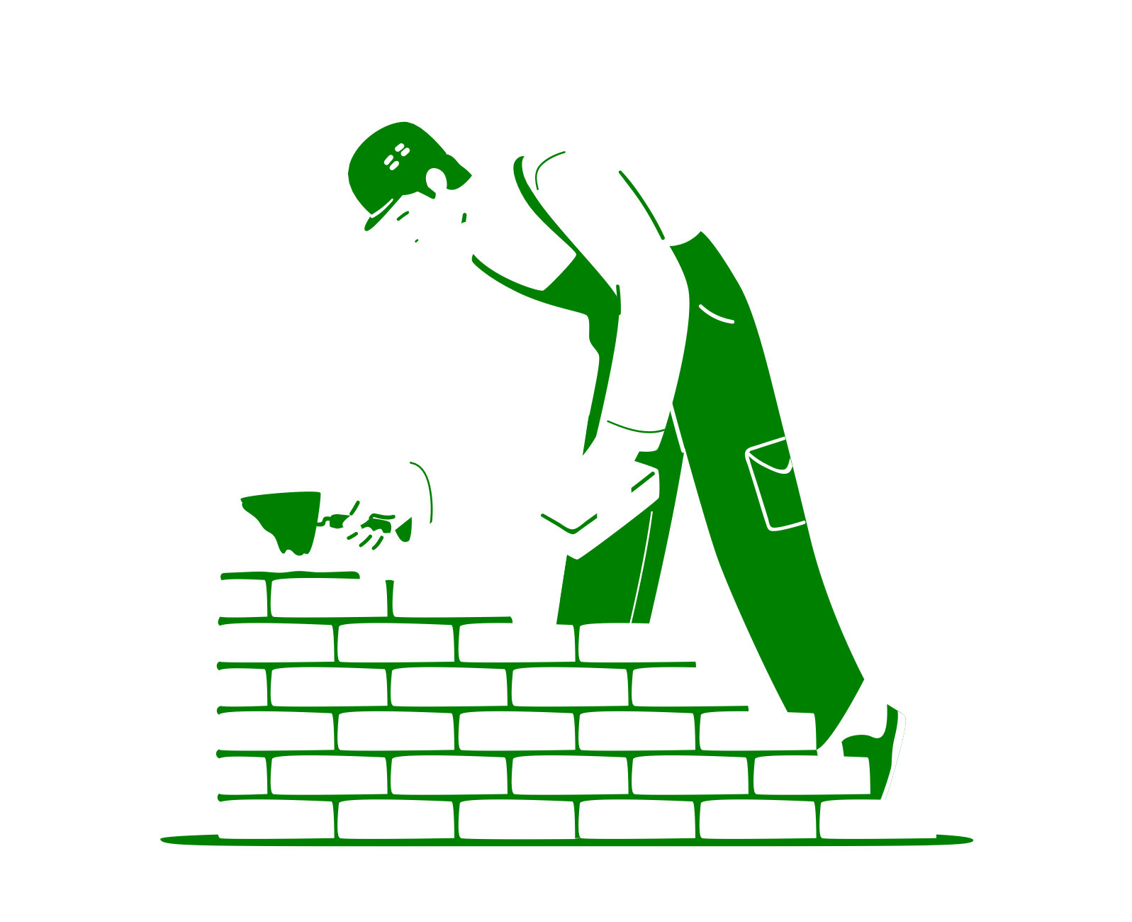 image illustration of a man building a brick wall